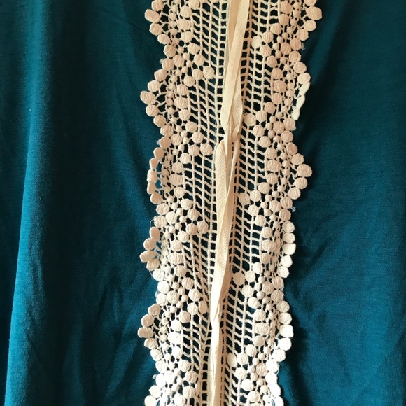 Teal Top with Crochet Lace Shoulder & Back Detail - Picture 2 of 2